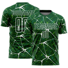 Laden Sie das Bild in den Galerie-Viewer, Custom Green-White Abstract Network Crackle Sublimation Soccer Uniform Jersey