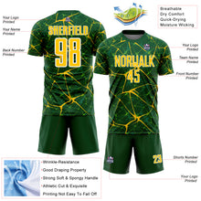 Laden Sie das Bild in den Galerie-Viewer, Custom Green Yellow-White Abstract Network Crackle Sublimation Soccer Uniform Jersey