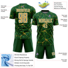 Load image into Gallery viewer, Custom Green Old Gold-White Abstract Network Crackle Sublimation Soccer Uniform Jersey