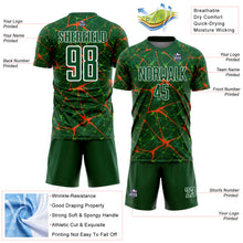Laden Sie das Bild in den Galerie-Viewer, Custom Green Orange-White Abstract Network Crackle Sublimation Soccer Uniform Jersey
