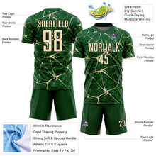 Laden Sie das Bild in den Galerie-Viewer, Custom Green Cream-Black Abstract Network Crackle Sublimation Soccer Uniform Jersey