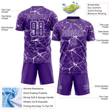 Load image into Gallery viewer, Custom Purple-White Abstract Network Crackle Sublimation Soccer Uniform Jersey