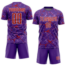 Load image into Gallery viewer, Custom Purple Red-White Abstract Network Crackle Sublimation Soccer Uniform Jersey