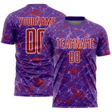 Load image into Gallery viewer, Custom Purple Red-White Abstract Network Crackle Sublimation Soccer Uniform Jersey