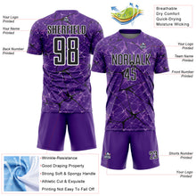 Load image into Gallery viewer, Custom Purple Black-White Abstract Network Crackle Sublimation Soccer Uniform Jersey
