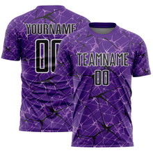 Load image into Gallery viewer, Custom Purple Black-White Abstract Network Crackle Sublimation Soccer Uniform Jersey