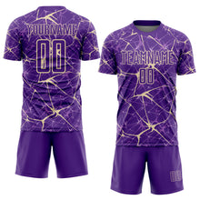 Load image into Gallery viewer, Custom Purple-Cream Abstract Network Crackle Sublimation Soccer Uniform Jersey
