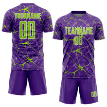 Загрузить изображение в средство просмотра галереи, Custom Purple Neon Green-White Abstract Network Crackle Sublimation Soccer Uniform Jersey