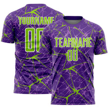 Загрузить изображение в средство просмотра галереи, Custom Purple Neon Green-White Abstract Network Crackle Sublimation Soccer Uniform Jersey