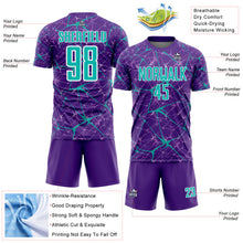 Charger l'image dans la galerie, Custom Purple Aqua-White Abstract Network Crackle Sublimation Soccer Uniform Jersey