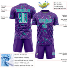Загрузить изображение в средство просмотра галереи, Custom Purple Teal-White Abstract Network Crackle Sublimation Soccer Uniform Jersey