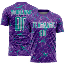 Загрузить изображение в средство просмотра галереи, Custom Purple Teal-White Abstract Network Crackle Sublimation Soccer Uniform Jersey