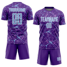 Load image into Gallery viewer, Custom Purple Light Blue-White Abstract Network Crackle Sublimation Soccer Uniform Jersey