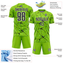 Laden Sie das Bild in den Galerie-Viewer, Custom Neon Green Black-White Abstract Network Crackle Sublimation Soccer Uniform Jersey