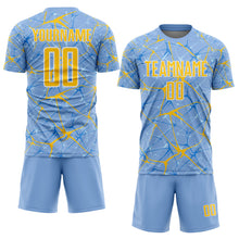 Загрузить изображение в средство просмотра галереи, Custom Light Blue Yellow-White Abstract Network Crackle Sublimation Soccer Uniform Jersey