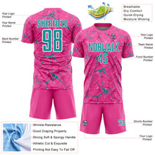 Load image into Gallery viewer, Custom Pink Teal-White Abstract Network Crackle Sublimation Soccer Uniform Jersey