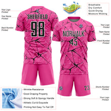 Laden Sie das Bild in den Galerie-Viewer, Custom Pink Black-White Abstract Network Crackle Sublimation Soccer Uniform Jersey