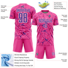 Laden Sie das Bild in den Galerie-Viewer, Custom Pink Purple-White Abstract Network Crackle Sublimation Soccer Uniform Jersey