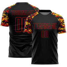Charger l'image dans la galerie, Custom Black Red-Gold Digital Camo Raglan Sleeves Sublimation Soccer Uniform Jersey