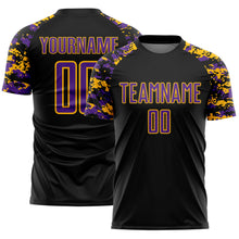 Charger l'image dans la galerie, Custom Black Purple-Gold Digital Camo Raglan Sleeves Sublimation Soccer Uniform Jersey
