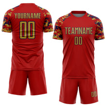 Charger l'image dans la galerie, Custom Red Old Gold-Navy Digital Camo Raglan Sleeves Sublimation Soccer Uniform Jersey