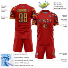 Charger l'image dans la galerie, Custom Red Old Gold-Navy Digital Camo Raglan Sleeves Sublimation Soccer Uniform Jersey