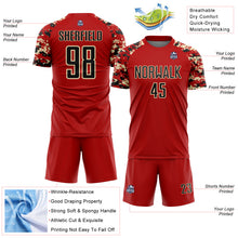 Load image into Gallery viewer, Custom Red Black-Cream Digital Camo Raglan Sleeves Sublimation Soccer Uniform Jersey