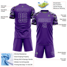 Laden Sie das Bild in den Galerie-Viewer, Custom Purple Black-Gray Digital Camo Raglan Sleeves Sublimation Soccer Uniform Jersey