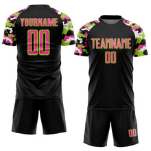Charger l'image dans la galerie, Custom Black Pink Neon Green-White Digital Camo Raglan Sleeves Sublimation Soccer Uniform Jersey