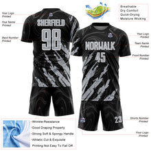 Charger l'image dans la galerie, Custom Black Gray-White Brush Stroke Splatter Liquid Swirl Sublimation Soccer Uniform Jersey