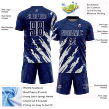 Charger l'image dans la galerie, Custom Navy-White Brush Stroke Splatter Liquid Swirl Sublimation Soccer Uniform Jersey