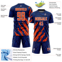 Charger l'image dans la galerie, Custom Navy Orange-White Brush Stroke Splatter Liquid Swirl Sublimation Soccer Uniform Jersey