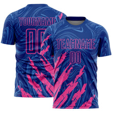 Load image into Gallery viewer, Custom Royal-Pink Brush Stroke Splatter Liquid Swirl Sublimation Soccer Uniform Jersey