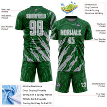 Charger l'image dans la galerie, Custom Green Gray-White Brush Stroke Splatter Liquid Swirl Sublimation Soccer Uniform Jersey