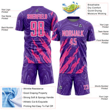 Charger l'image dans la galerie, Custom Purple Pink-White Brush Stroke Splatter Liquid Swirl Sublimation Soccer Uniform Jersey