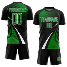 Charger l'image dans la galerie, Custom Black Grass Green-White Halftone Dot Dynamic Curve Stripe Sublimation Soccer Uniform Jersey