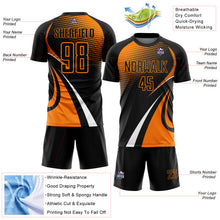 Charger l'image dans la galerie, Custom Black Bay Orange-White Halftone Dot Dynamic Curve Stripe Sublimation Soccer Uniform Jersey