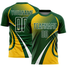 Charger l'image dans la galerie, Custom Green Yellow-White Halftone Dot Dynamic Curve Stripe Sublimation Soccer Uniform Jersey
