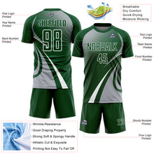 Charger l'image dans la galerie, Custom Green Gray-White Halftone Dot Dynamic Curve Stripe Sublimation Soccer Uniform Jersey