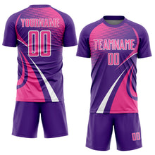 Load image into Gallery viewer, Custom Purple Pink-White Halftone Dot Dynamic Curve Stripe Sublimation Soccer Uniform Jersey