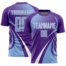 Charger l'image dans la galerie, Custom Purple Light Blue-White Halftone Dot Dynamic Curve Stripe Sublimation Soccer Uniform Jersey