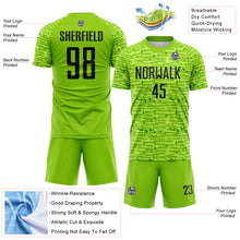 Charger l'image dans la galerie, Custom Neon Green-Black Distressed Fragment Brush Stroke Sublimation Soccer Uniform Jersey