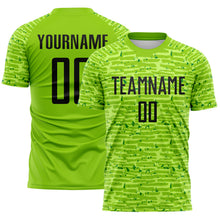 Charger l'image dans la galerie, Custom Neon Green-Black Distressed Fragment Brush Stroke Sublimation Soccer Uniform Jersey