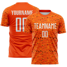 Charger l'image dans la galerie, Custom Orange-White Distressed Fragment Brush Stroke Sublimation Soccer Uniform Jersey