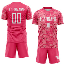 Charger l'image dans la galerie, Custom Neon Pink-White Distressed Fragment Brush Stroke Sublimation Soccer Uniform Jersey