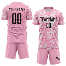 Charger l'image dans la galerie, Custom Light Pink-Black Distressed Fragment Brush Stroke Sublimation Soccer Uniform Jersey