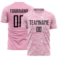 Charger l'image dans la galerie, Custom Light Pink-Black Distressed Fragment Brush Stroke Sublimation Soccer Uniform Jersey