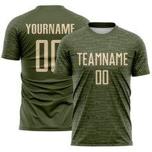 Charger l'image dans la galerie, Custom Olive-City Cream Distressed Fragment Brush Stroke Sublimation Soccer Uniform Jersey