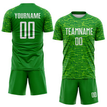 Загрузить изображение в средство просмотра галереи, Custom Grass Green-White Distressed Fragment Brush Stroke Sublimation Soccer Uniform Jersey