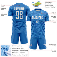 Load image into Gallery viewer, Custom Blue-White Distressed Fragment Brush Stroke Sublimation Soccer Uniform Jersey